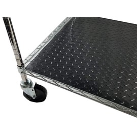 Resilia Premium Under The Sink Mat- Large Universal Size, Cut to Fit Cabinets, Shelf & Drawer Liners, Thick Plastic Diamond Plate Surface, 24 x 48 inches, Black