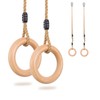 Wooden Gymnastics Rings,Pull up Rings with Adjustable Buckle, Wooden Swing