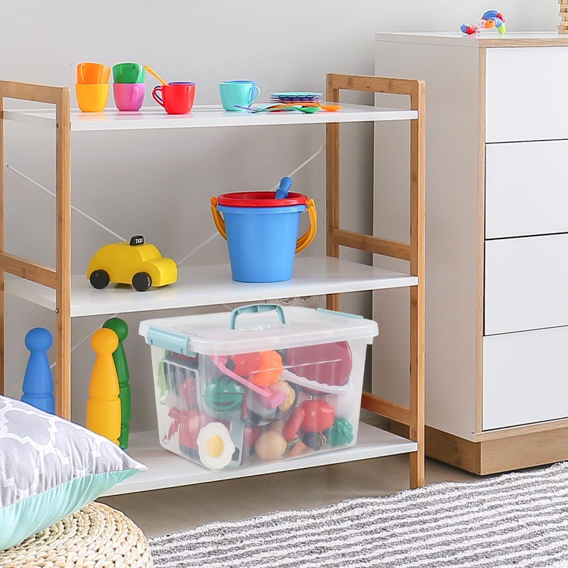 Pekky 12 Quart Plastic Lidded Storage Bin, Clear Latching Box