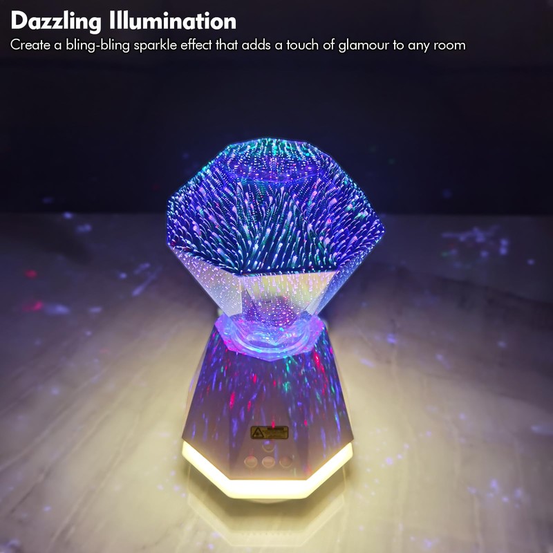 poeland Dazzle-Glow Diamond Light Bedside Lamp, Diamond Table Lamp with