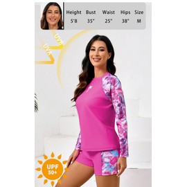 Halcurt Women Modest Swimsuits Quick Dry Swim Suits Shorts and Top UV Protection Swimwear Neon Pink XL