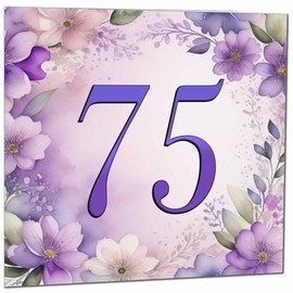 75th Birthday Card for Women - Purple Floral 75th Birthday Cards for 75 year old woman Seventy Five, Seventy Fifth Ladies Grandma Nan Aunt Mum Sister Mom Friend