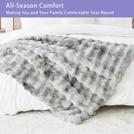Bigacogo Faux Fur Throw Blanket for Couch, Fuzzy Soft Plush Thick Warm Bubble Blankets for Sofa Bed Living Room Décor, Cute Luxury Cozy Fluffy Throw Gift for Women Girls, 50"x60", Tie-dye Grey