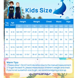 Kids Wetsuits Youth Boys Girls 3mm Neoprene Keep Warm Back Zip Full Body Diving Suits for Surfing Swimming Snorkeling