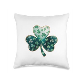 Irish Clover St Patricks Day Shamrock Lucky Throw Pillow