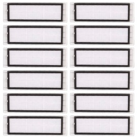 (12 Pack) HEPA Filter Compatible With Roborock S6 Pure S6 E4 S4 Max S6 MaxV S5 S5 Max S4 E2 E3 E4 E5 E20 E25 E35 S50 S65, Robotic Vacuum Cleaner Filter Accessories Kit, Replacement Parts 12 Filters