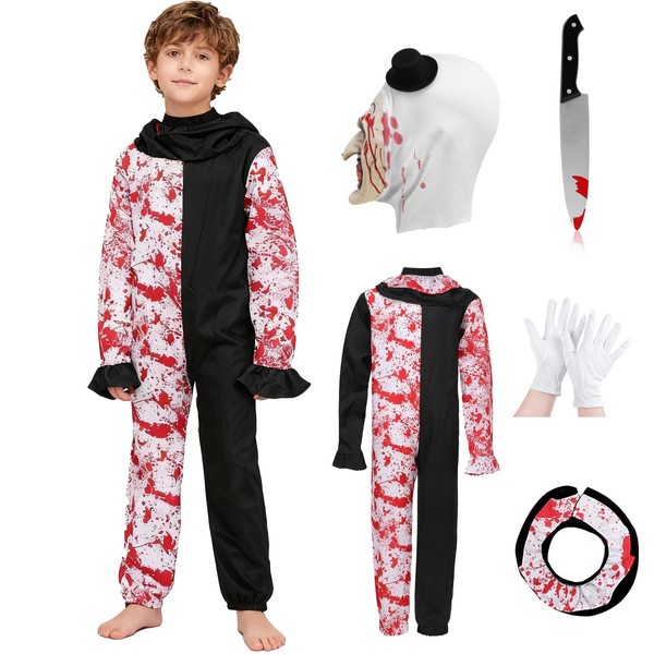Xinxiaomeng Kids Clown Costume with Mask Scary Art Clown Costume