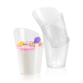 Restaurantware-Mini Serve 2 Ounce Mini Dessert Cups, 100 Disposable Tasting Cups - Rose Design, Elegant, Clear Plastic Parfait Cups, Serve Appetizers, Samples, Or Desserts, For Buffet Events