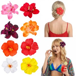 Ouligay 8 PCS Hawaiian Flower Hair Clips for Women, Plumeria Hibiscus Hairclip 3.5 Inch Bohemian Artificial Flowers Clips Hair Accessories for Summer Vacation Party Beach Seaside Beach Accessories
