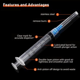 50 Pack 3ml/cc Disposable Luer Lock Lab Syringes with 23Ga 1.0 Inch , Individually Sealed Packed