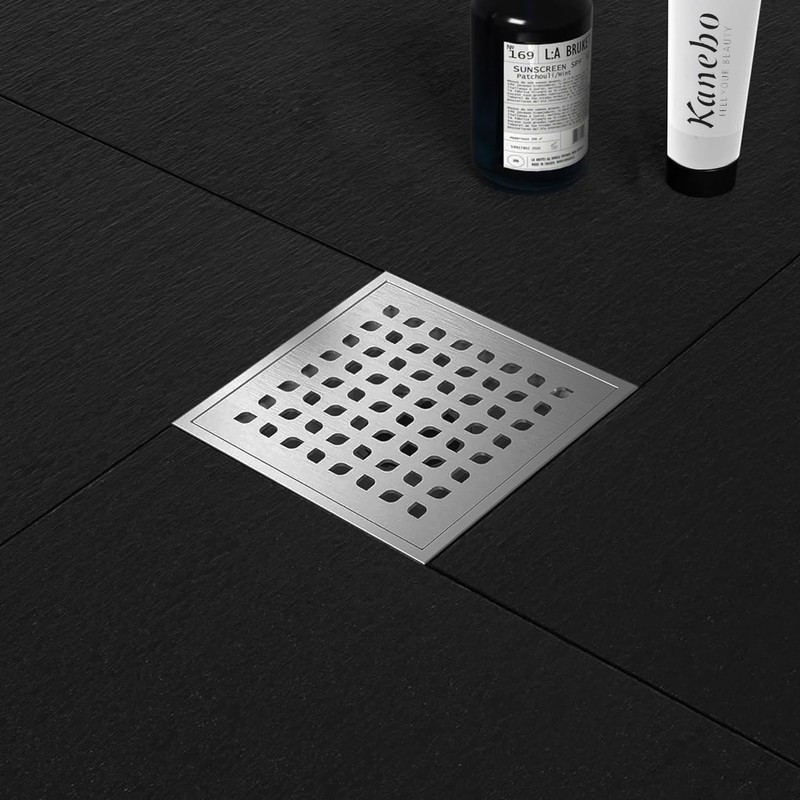 Neodrain 6 in Brushed Square Shower Drain Brushed 304 Stainless