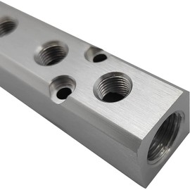 XMHF 10 Way Pneumatic Manifold Air Distribution Block, G1/2 Supply Port, G1/4-Inch Output Port, Aluminum Alloy, Silver Tone