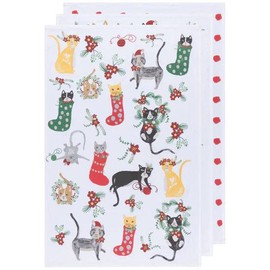 Danica Jubilee Meowy Christmas Bakers Floursack Dishtowels Set of 3
