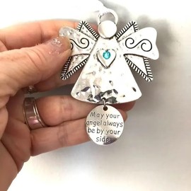 Good Neighbors Are Like Stars,Good Neighbors Are Like Stars Hanging Plaque,Metal Hanging Snowflake Decorations with Blessing Inscription,Love for Friend Family Neighbors (Angel Always Be By Your Side)