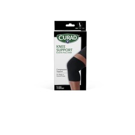 CURAD Knee Support for Men & Women, Elastic, Pull-Over, Knee Brace for Running Knee Pain, Workout Sports Knee Brace, Black, Large