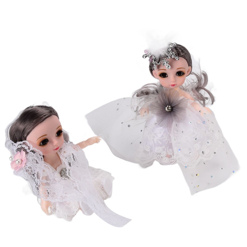 2pcs 6.7 Inch Girl Doll Joint Movable Exquisite Lovely Doll