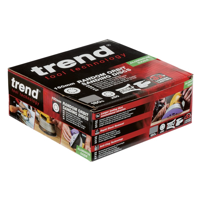 Trend Aluminium Oxide 150mm Random Orbit 180 Grit Abrasive Sanding