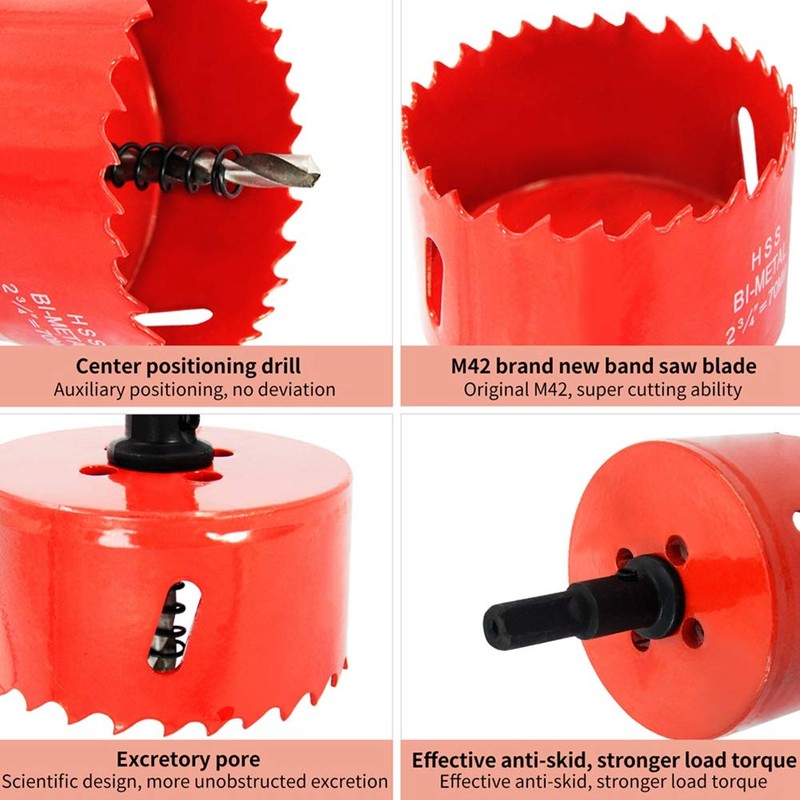 Hole Saw Drill Bit HSS Hole Cutter with Arbor for