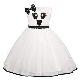 Disfraz de Halloween para niñas pequeñas, disfraz de calabaza, fantasma, aterrador, cosplay, princesa, fiesta de cumpleaños, vestido de tul para desfiles, fantasma blanco, de 12 a 18 meses