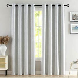 TERLYTEX White Silver Curtains for Living Room - Metallic Silver Spots Sparkle Blackout Curtains 84 Inch Long, Thermal Insulated Darkening Grommet Shiny Curtains, 52 x 84 Inch, 2 Panels, Greyish White