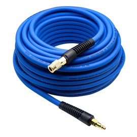 YOTOO Hybrid Air Hose 3/8-Inch by 100-Feet 300 PSI Heavy Duty, Lightweight, Kink Resistant, All-Weather Flexibility with 1/4-Inch Industrial Quick Coupler Fittings, Bend Restrictors, Blue
