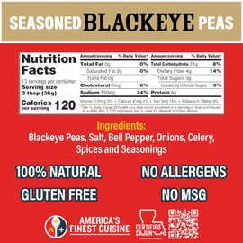 Ragin' Cajun Seasoned Blackeye Beans - 16 oz Pack, Fat-Free, Gluten-Free, Reduced Sodium - Authentic Louisiana Creole Dish with Seasoning
