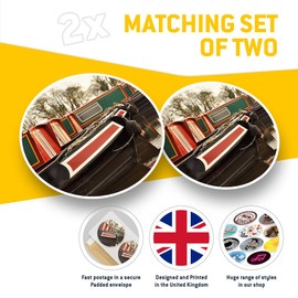 Vinyl Stickers (Set of 2) 20cm - Narrowboats Canal River Boat He #16469