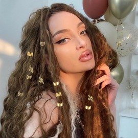 50 pcs Gold Hair Clip Jewelry Charms Braids Hair Accessories Dreadlock Adjustable Clip Beard Beads Cuffs Clip Decorations for Men Women Styling Tools