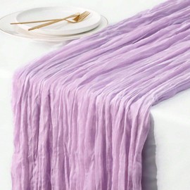 Cheesecloth Table Runner Purple, Boho Gauze Table Decor for Wedding Baby Shower Birthday Party, Spring Summer Easter Tea Party Decoration