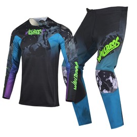 Willbros MX Gear Set Dirt Bike Motocross Jersey Pants Combo Offroad Riding Racing Suit Black Blue Purple (Jersey XXXL Pants 40)