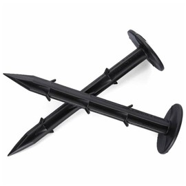 200x Grass Pegs Lawn Turf Weed Mat Plastic Pins Stakes Anchor Lawn Sod Fasten, 11cm Black Plastic Stakes, Ideal for Garden and Turf Fastening