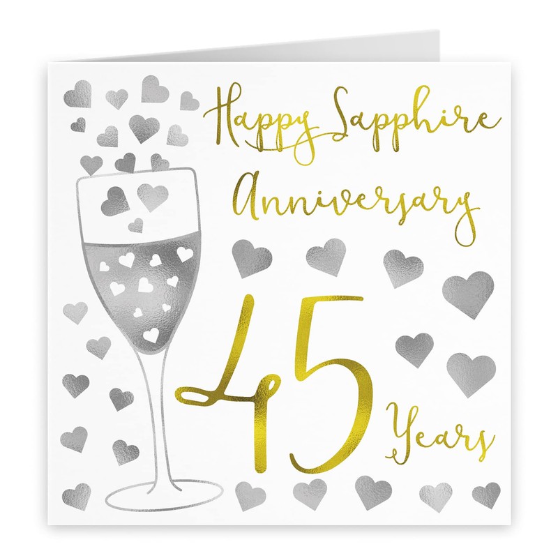 Hunts England - 45th Wedding Anniversary Card - Happy Sapphire
