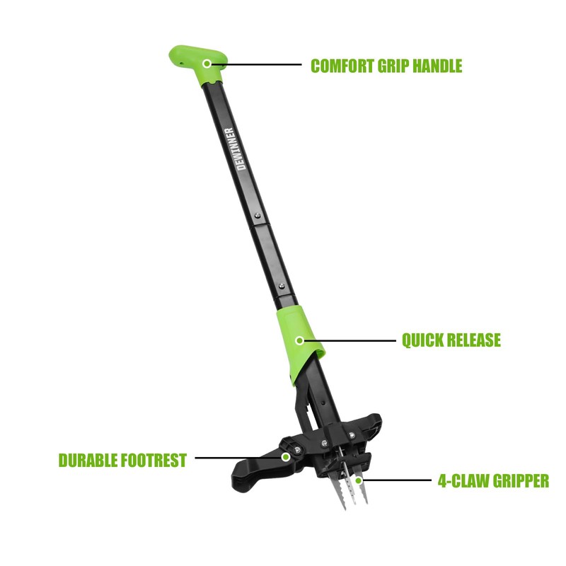 DEWINNER 4-Claw Stand Up Weed Puller Tool, 34'' Heavy Duty