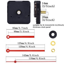 PMELCXD Silence Quartz Clock Movement, 11/25 Inch Maximum Dial Thickness, 4/5 Inch Total Shaft Length (Red)…