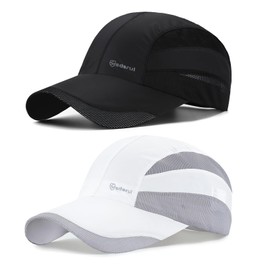 AYPOW Quick-Drying Baseball Cap Men Women 2 Pieces Cooling Breathable Mesh Running Hats Foldable Adjustable Sun Protection Running Cap Baseball Cap Sports Hat Outdoor Sports Summer, Black+white, Unit