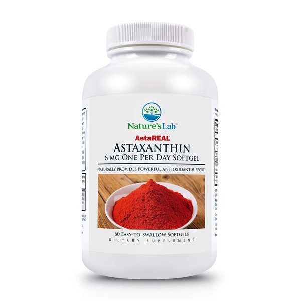 Nature's Lab AstaREAL Astaxanthin - 6mg of Potent Antioxidants - 60 Capsules (2 Month Supply)