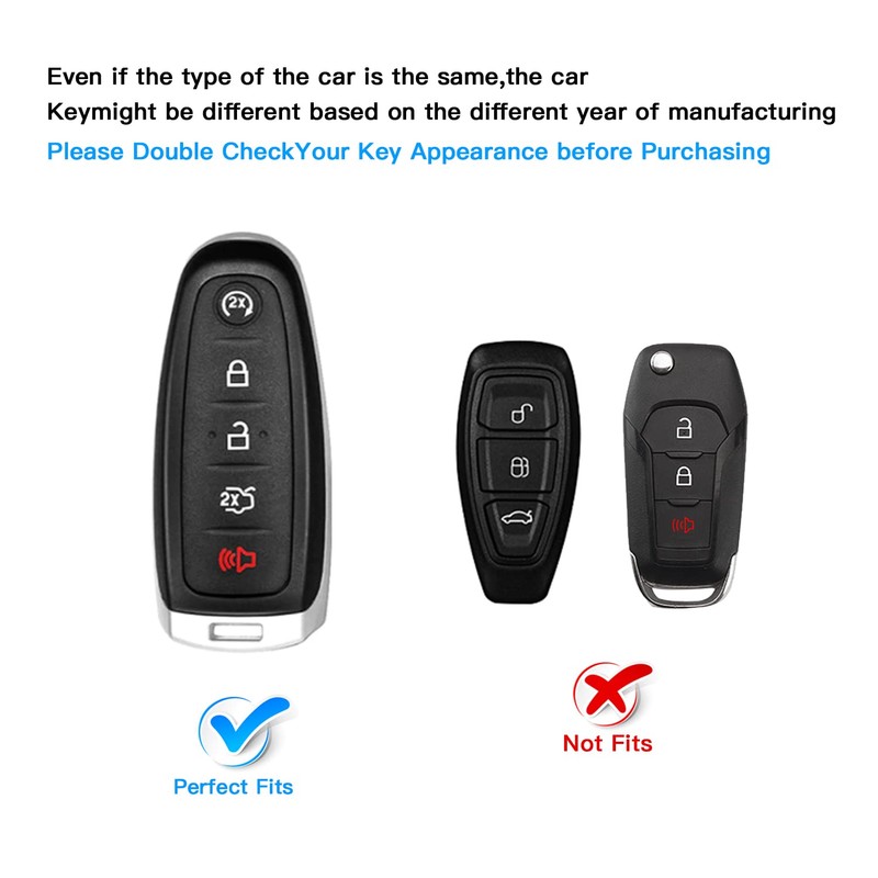 QBUC for Ford 360°Protector TPU Key fob Cover with Keychain