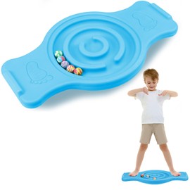 Seenelling Maze Balance Board for Kids Plastic Rocker Wobble Board with Mini Balls Load 220lb Balance Game with Handles for Toddler Balancing Exercise Equipment Game, 24.5 x 11.8 Inch (Dark Blue)