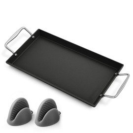 Utheer Upgraded Nonstick Cast Iron Griddle for Gas Grill, 26.7 x8.6" Double Burner Griddle Flat Top Grill Plate for Gas/Electric/Charcoal, Lightweight, Durable, Easy to Clean, for Stovetop,Camping,BBQ