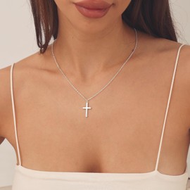 Cross Necklace for Women, 14K White Gold Plated Cross Pendant Necklace Dainty Simple Gold Cross Necklace Gold Cross Necklaces for Women Trendy