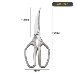 Lost Deer Kitchen Scissors with Metal Handles for Chicken, Poultry, Fish, Meat and Vegetables, Sharp Bone Scissors Stainless Steel (KD1) Poultry Scissors