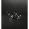 Silver Nap Stud Earrings for Women Round Titanium CZ Screw