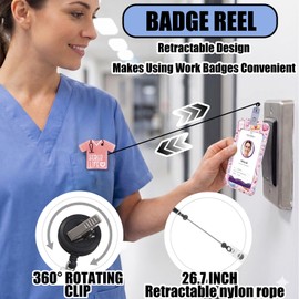 Nurse Lanyards for ID Badges, Badge Holder Retractable Reel Clip