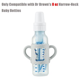 PandaEar 4 Pack Silicone Baby Bottle Handles Compatible with Dr Brown 8 oz/250 ml Narrow Baby Bottles, Baby Feeding Bottle Holder Grips