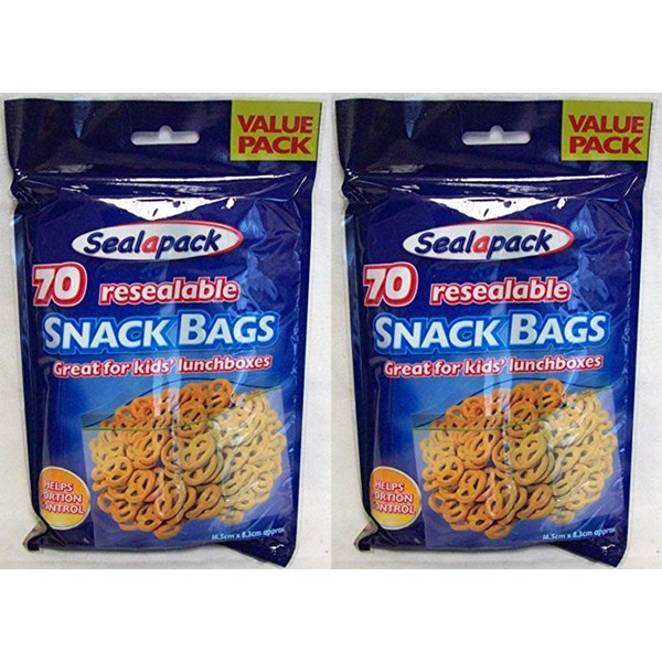 2 x 70 Sealapack Resealable Food Snack Bags - Lunchboxes Picnics School