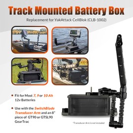 usvehj Track Mounted Battery Box for Fish Finders, Replace for YakAttack CellBlok (CLB-1002), Compatible with YakAttack Switchblade Transducer Arm, Fit for Most 7, 9, or 10 Ah 12v Batteries