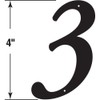 Prime-Line MP4113 4 In. House Number 3, Diecast, Black Finish
