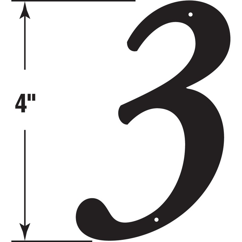 Prime-Line MP4113 4 In. House Number 3, Diecast, Black Finish