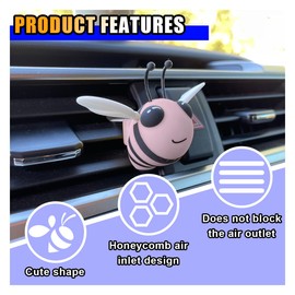 Little Bee Car Air Vent Clip, Cute Car Air Freshener Gift, Automobile Perfume Air Conditioning Vent Accessories for Car, Auto Interior Decorations (Pink, 1PCS)