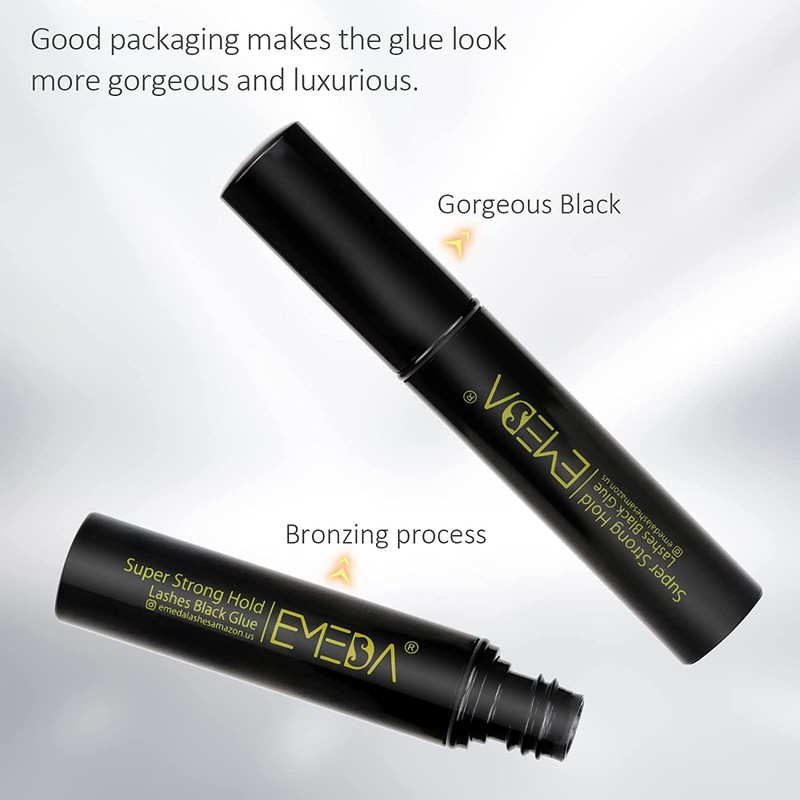 EMEDA 2 PCS Latex Free Eyelash Glue Waterproof Black Lashes